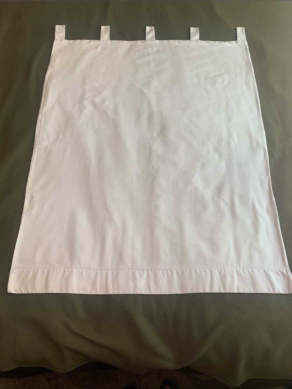 Custom homemade white tab top curtains. Approx 33” x 45” including tabs. - Picture 2 of 10